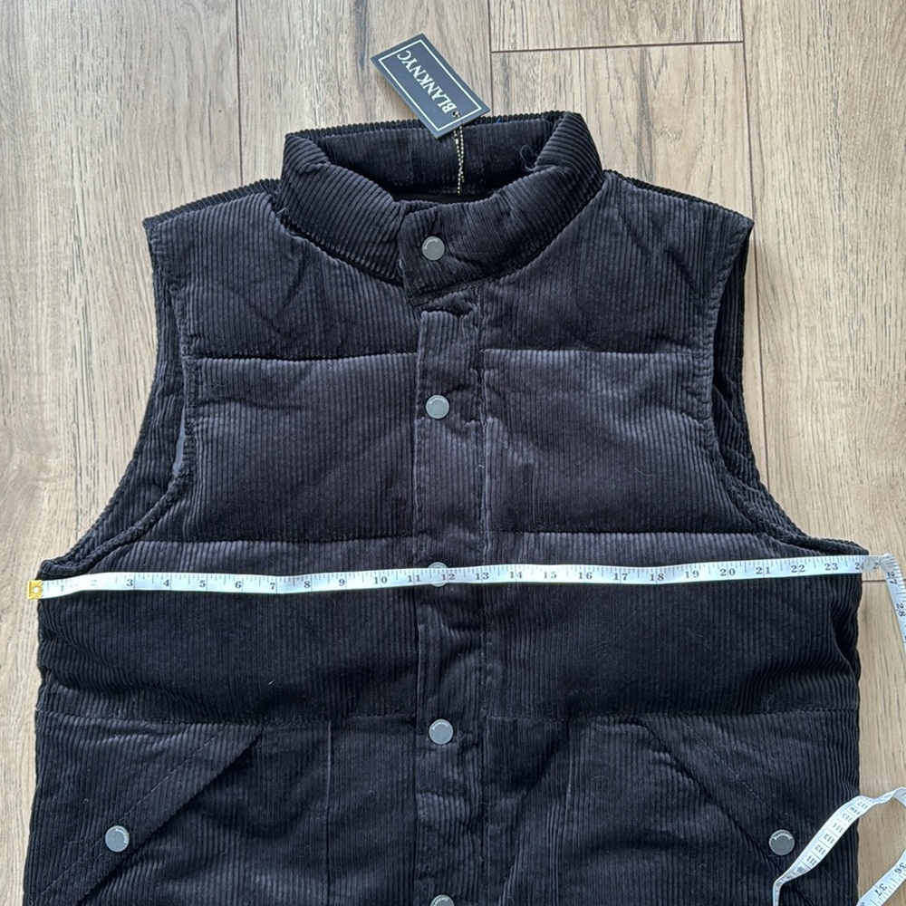 NWT Blank NYC Black Corduroy Sleeveless Puffer Jacket Women’s XL - Picture 5 of 5